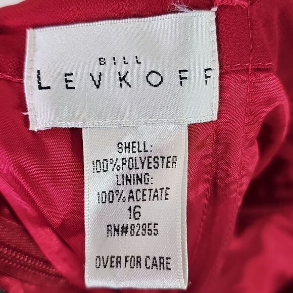 Evening Gown By Bill Levkoff Sheer Red Lined Strapless Size 16 - Picture 6 of 7